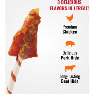 Good 'n' Fun Triple Flavor Wings Chicken, Pork & Beef Hide Dog Chews, 24-oz bag