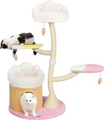 KAMABOKO Charming Flower 52.4-in Polyester Modern Cat Tree, Pink