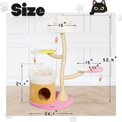 Show full view: KAMABOKO Charming Flower 52.4-in Polyester Modern Cat Tree, Pink slide 2 of 5