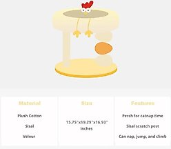 NonoPets Cat Scratching Post Climbing Frame with Soft Fleece Warm Bed, Yellow slide 2 of 5