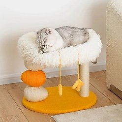 NonoPets Cat Scratching Post Climbing Frame with Soft Fleece Warm Bed, Yellow