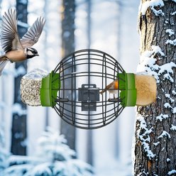 LONA Love Nature Round Finch Wild Bird Mesh Cage Feeder with 2 Empty Jars, Green slide 2 of 5