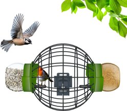LONA Love Nature Round Finch Wild Bird Mesh Cage Feeder with 2 Empty Jars, Green