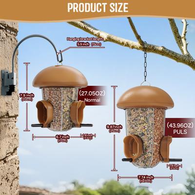 Show full view: LONA Love Nature Weatherproof Finch Wild Bird Tube Feeder, Brown, 1.3-L slide 7 of 8