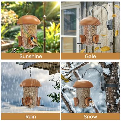 Show full view: LONA Love Nature Weatherproof Finch Wild Bird Tube Feeder, Brown, 1.3-L slide 4 of 8