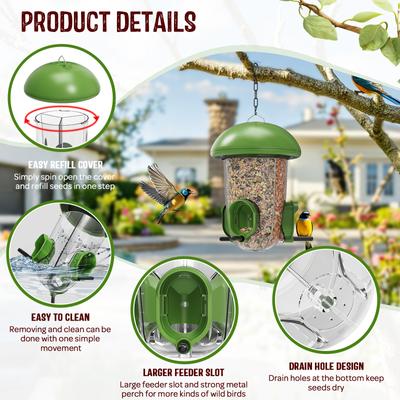 Show full view: LONA Love Nature Weatherproof Finch Wild Bird Tube Feeder, Green, 1.3-L slide 6 of 9