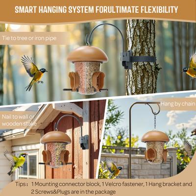 Show full view: LONA Love Nature Weatherproof Finch Wild Bird Tube Feeder, Brown, 800-mL slide 4 of 7