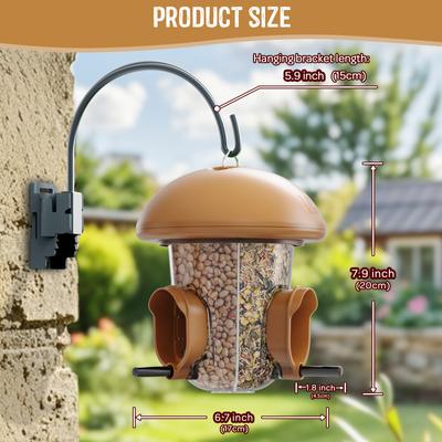 Show full view: LONA Love Nature Weatherproof Finch Wild Bird Tube Feeder, Brown, 800-mL slide 6 of 7