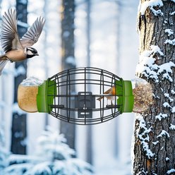 LONA Love Nature Oval Finch Wild Bird Mesh Cage Feeder Cage with 2 Empty Jars, Green slide 2 of 5