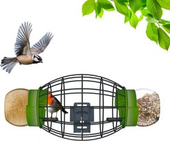 LONA Love Nature Oval Finch Wild Bird Mesh Cage Feeder Cage with 2 Empty Jars, Green