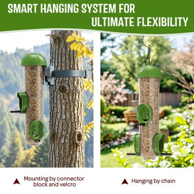 Show full view: LONA Love Nature 2-Pieces Outdoor 3-Port Wild Bird Feeder, Green, 1000-mL, 2 count slide 2 of 8