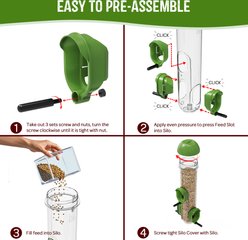 LONA Love Nature 2-Pieces Outdoor 3-Port Wild Bird Feeder, Green, 1000-mL, 2 count slide 2 of 7