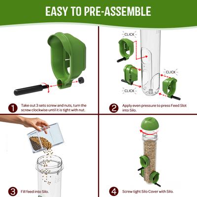 Show full view: LONA Love Nature 2-Pieces Outdoor 3-Port Wild Bird Feeder, Green, 1000-mL, 2 count slide 6 of 8