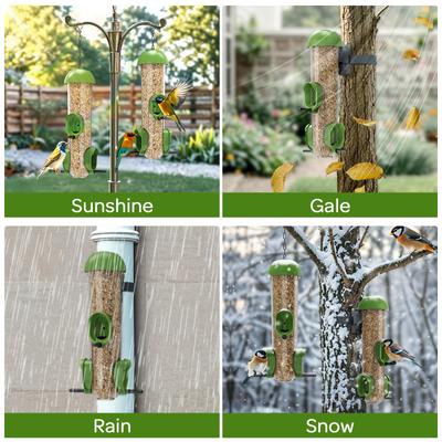 Show full view: LONA Love Nature 2-Pieces Outdoor 3-Port Wild Bird Feeder, Green, 1000-mL, 2 count slide 3 of 8