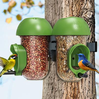 Show full view: LONA Love Nature 2-Pieces Outdoor 1-Port Finch Wild Bird Tube Feeder, Green, 450-mL, 2 count slide 2 of 9