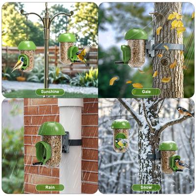 Show full view: LONA Love Nature 2-Pieces Outdoor 1-Port Finch Wild Bird Tube Feeder, Green, 450-mL, 2 count slide 3 of 9