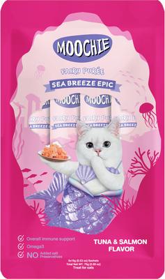 Show full view: Moochie Tuna & Salmon Recipe Lickable Cat Treats, 2.2-lb box, case of 60 slide 3 of 6
