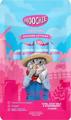 Show full view: Moochie Tuna, Goat Milk & Strawberry Recipe Lickable Cat Treats, 2.2-lb box, case of 60 slide 3 of 6