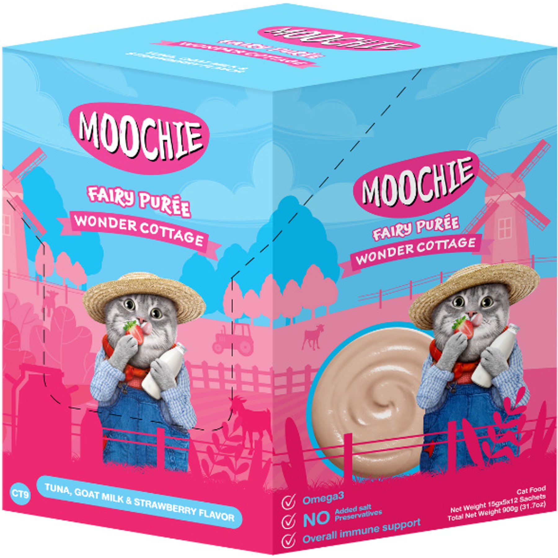 Moochie Tuna, Goat Milk & Strawberry Recipe Lickable Cat Treats, 2.2-lb box, case of 60