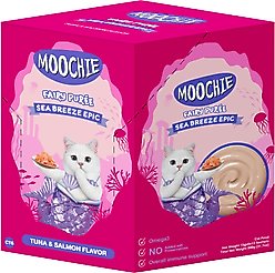 Moochie Tuna & Salmon Recipe Lickable Cat Treats, 2.2-lb box, case of 60