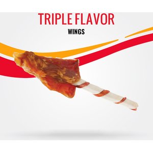 Good 'n' Fun Triple Flavor Wings Chicken, Pork & Beef Hide Dog Chews, 24-oz bag