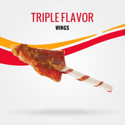 Show full view: Good 'n' Fun Triple Flavor Wings Chicken, Pork & Beef Hide Dog Chews, 24-oz bag slide 4 of 11
