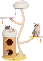 KAMABOKO Charming Flower 64.2-in Polyester Modern Cat Tree, Yellow