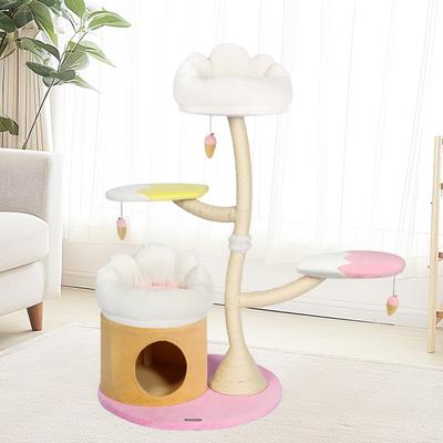 Show full view: KAMABOKO Charming Flower 52.4-in Polyester Modern Cat Tree, Pink slide 5 of 5