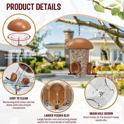 Show full view: LONA Love Nature Weatherproof Finch Wild Bird Tube Feeder, Brown, 1.3-L slide 5 of 8