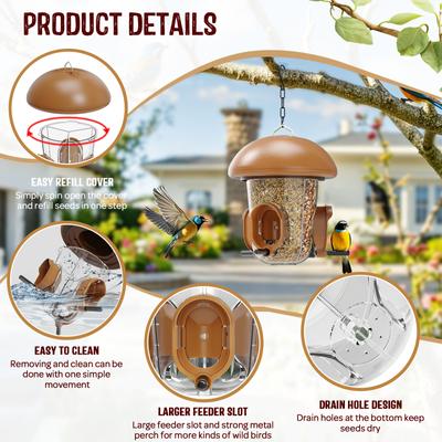 Show full view: LONA Love Nature Weatherproof Finch Wild Bird Tube Feeder, Brown, 800-mL slide 5 of 7