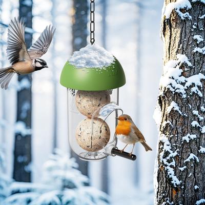 Show full view: LONA Love Nature Durable Easy Hanging System Finch Wild Bird Suet Balls Holder Feeder, Green slide 6 of 6