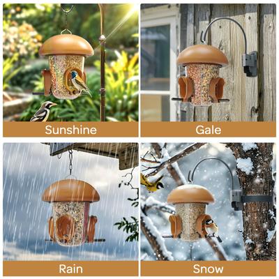 Show full view: LONA Love Nature Weatherproof Finch Wild Bird Tube Feeder, Brown, 800-mL slide 3 of 7