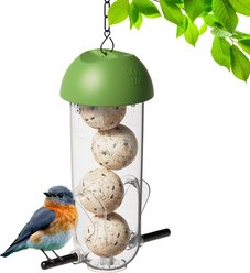 LONA Love Nature 2-Port Quick-Refill Design Finch Wild Bird 4 Suet Balls Feeder, Green