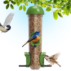LONA Love Nature Outdoor 3-Port Tube Wild Bird Feeder, Green, 1000-mL