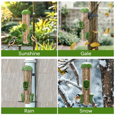 Show full view: LONA Love Nature Outdoor 3-Port Tube Wild Bird Feeder, Green, 1000-mL slide 4 of 8