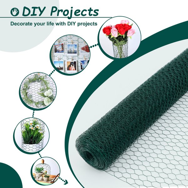 Show full view: LIZEVINC Galvanized Hexagonal Dog Fence & Chicken Wire, Green, 197-ft slide 3 of 8