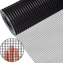 LIZEVINC Vinyl Coated Hardware Mesh Cloth for Chicken Coop, Dog Fence & Garden Protection, Black, 24-in