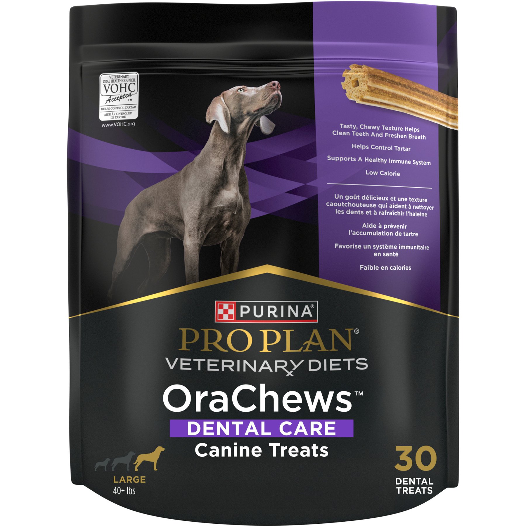 Purina Pro Plan Veterinary Diets Orachews Large Low Fat Chicken Adult Dental Dog Treats, 30 count