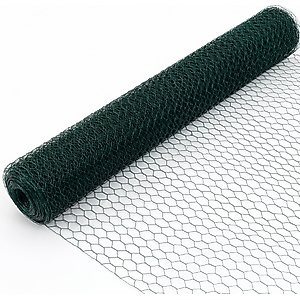 LIZEVINC Galvanized Hexagonal Dog Fence & Chicken Wire, Green, 197-ft