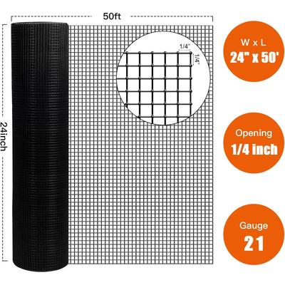 Show full view: LIZEVINC Vinyl Coated Hardware Mesh Cloth for Chicken Coop, Dog Fence & Garden Protection, Black, 24-in slide 2 of 7