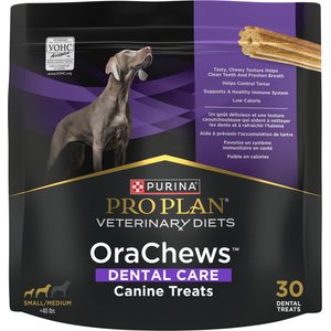 Purina Pro Plan Veterinary Diets Orachews Small & Medium Low Fat Chicken Adult Dental Dog Treats, 30 count