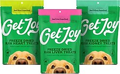 Get Joy Superfood Beef Organ Freeze-Dried Dog Treats Variety Pack - Heart High Protein, Grain & Gluten-Free, 4-oz bag + Kidney High Protein, Grain & Gluten-Free, 4-oz bag + Liver High Protein, Grain & Gluten-Free, 4-oz bag