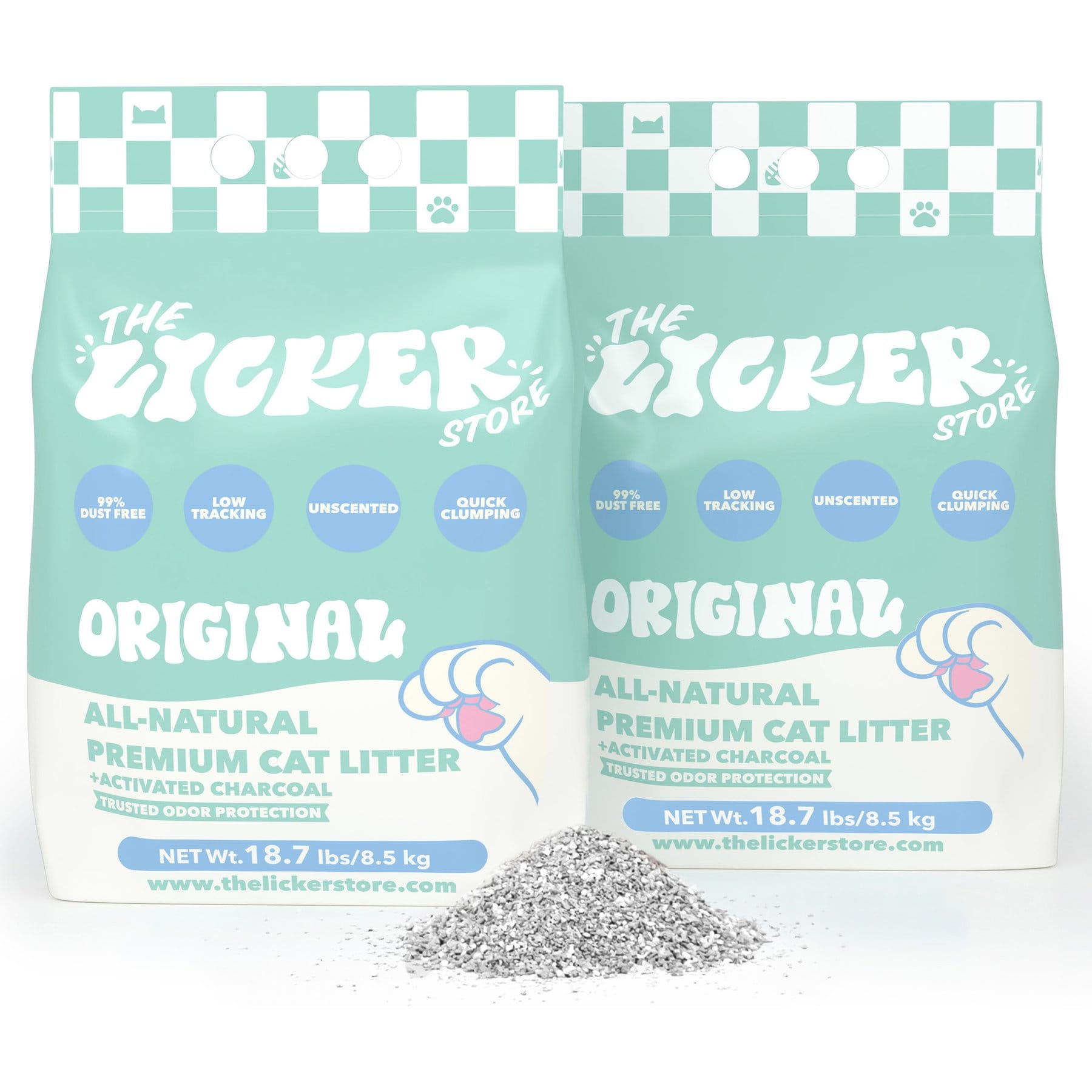 THE LICKER STORE Unscented Premium Clumping Bentonite Clay Cat Litter with Activated Charcoal, 37-lb bag
