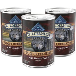 Blue Buffalo Wilderness Wolf Creek Stew High-Protein & Grain-Free Hearty Beef in Gravy Wet Dog Food, 12.5-oz can, 3 count