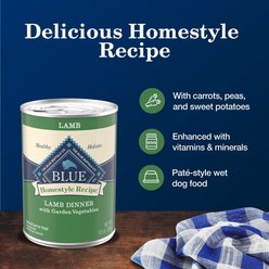 Blue Buffalo Homestyle Recipe Lamb Dinner with Garden Vegetables Canned Dog Food, 12.5-oz can, 3 count slide 2 of 9