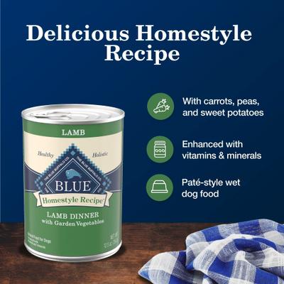 Show full view: Blue Buffalo Homestyle Recipe Lamb Dinner with Garden Vegetables Canned Dog Food, 12.5-oz can, 3 count slide 5 of 12