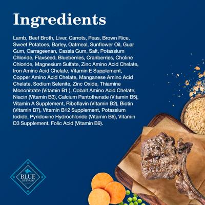 Show full view: Blue Buffalo Homestyle Recipe Lamb Dinner with Garden Vegetables Canned Dog Food, 12.5-oz can, 3 count slide 6 of 12