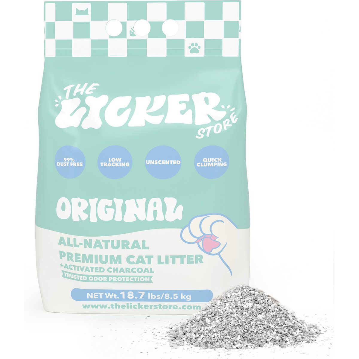 THE LICKER STORE Unscented Premium Clumping Bentonite Clay Cat Litter with Activated Charcoal, 18.7-lb bag
