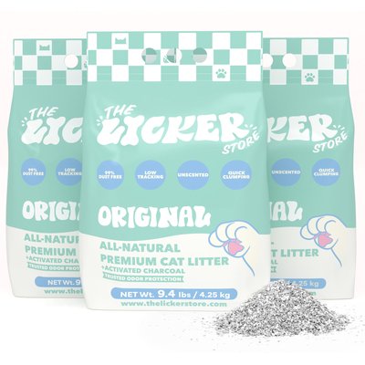THE LICKER STORE THE LICKER STORE Unscented Premium Clumping Bentonite Clay Cat Litter with Activated Charcoal, 28-lb bag