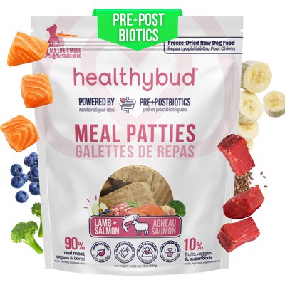 Healthybud Healthybud Lamb & Salmon Patties Freeze-Dried Raw Dog Food Rehydratable Square Meals, 14-oz bag